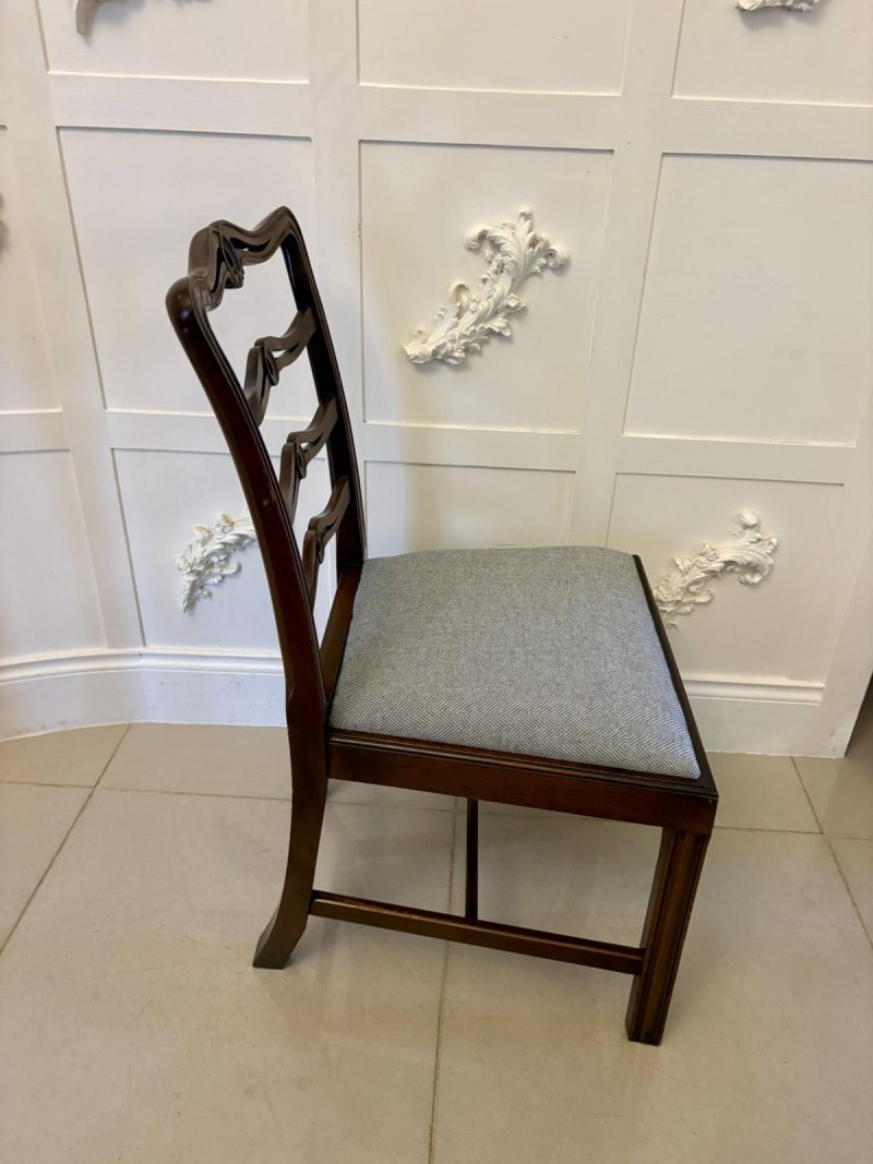 Antique Set of 12 Mahogany Chippendale Style Ladder Back Dining Chairs – 10 Singles & 2 Carvers - Image 7